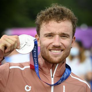 Le spécialiste de VTT Mathias Flückiger ramène une deuxième médaille à la Suisse, après le bronze glané par Nina Christen à la carabine. [Laurent Gillieron]