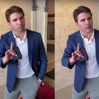 Une image extraite de la vidéo des coulisses du deepfake de Tom Cruise avec l’acteur Miles Fisher.