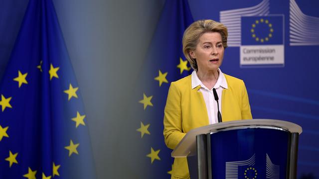 La présidente de la Commission européenne Ursula von der Leyen. [Pool/AP/Keystone - John Thys]