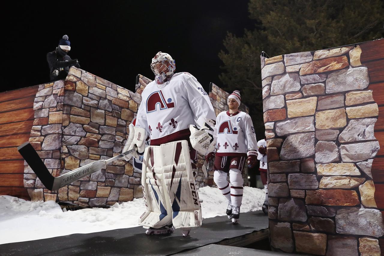 Colorado a joué avec un maillot rétro aux couleurs de l'ancienne franchise des Nordiques de Québec. [AFP - Christian Petersen]