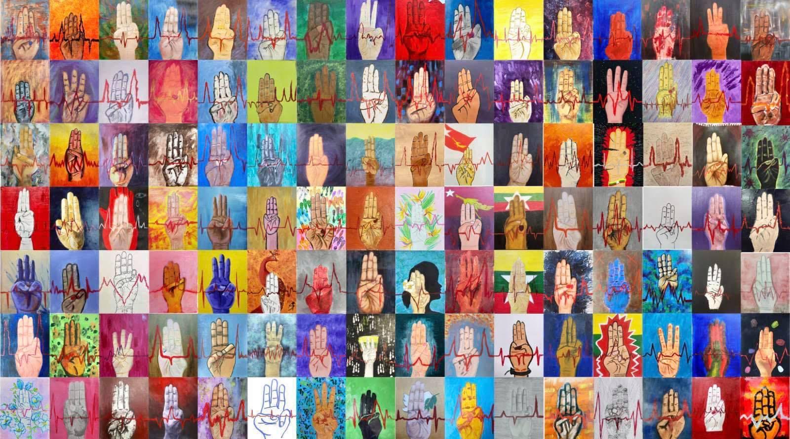 La fresque de Kin Zaw Latt avec les contributions de 120 artistes. [facebook.com/khin.z.latt]