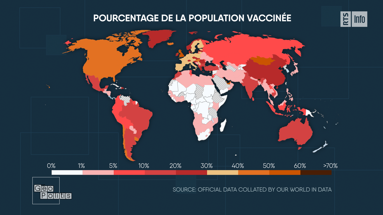 Avancée de la vaccination contre le Covid-19 (au 19 mai). [RTS - Géopolitis]