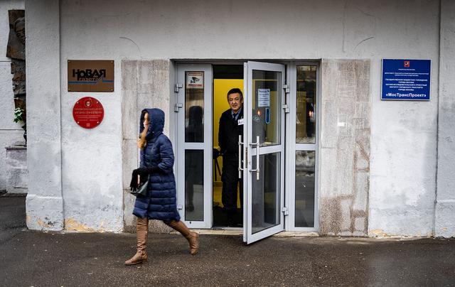 Les locaux du journal indépendant Novaïa Gazeta à Moscou, 15.03.2021. [AFP - Dimitar Dilkoff]