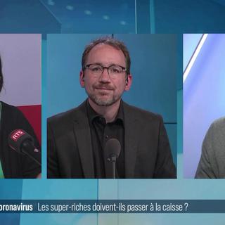 Débat entre Martine Docourt (PS/NE) et Julien Noyer (Vert'libéraux/NE). [RTS]