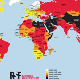 L'état de la liberté de la presse dans le monde, carte de Reporters sans frontières. [RSF]