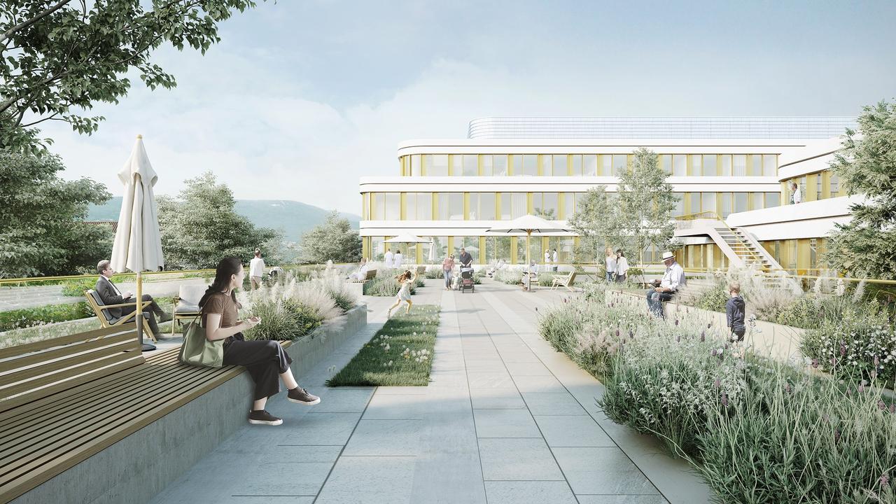 Projet "Aurora"d'extension et transformation de l’Hôpital d’Yverdon-les-Bains, présenté par le bureau lausannois Ferrari Architectes . [Ferrari Architectes / eHnv]