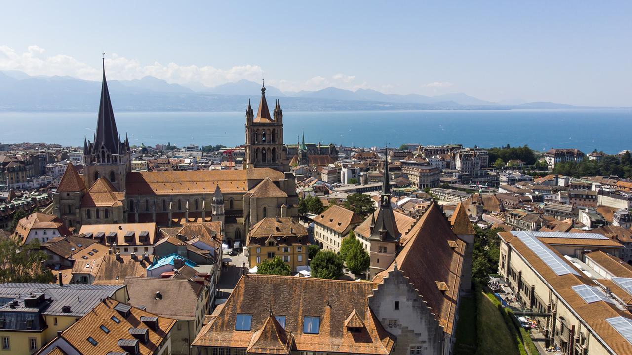 Une vue aérienne de Lausanne. [Keystone - Leandre Duggan]