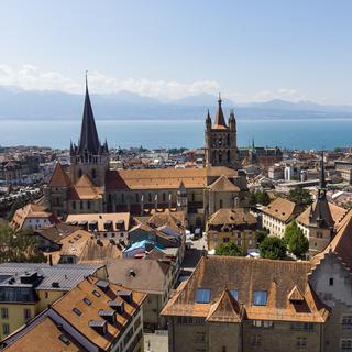 Une vue aérienne de Lausanne. [Keystone - Leandre Duggan]