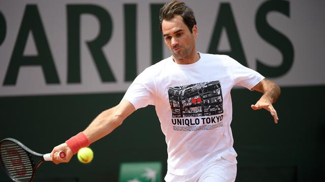 Roger Federer à l'entraînement à la Porte d'Auteuil