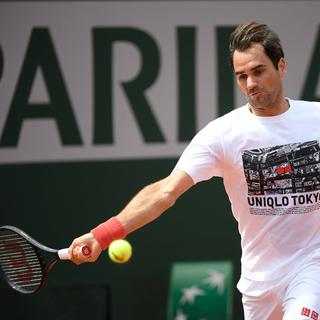Roger Federer à l'entraînement à la Porte d'Auteuil