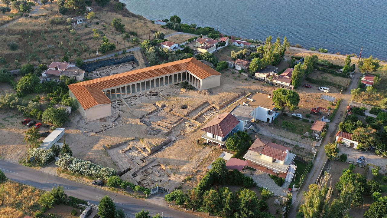 Une vue numérique du sanctuaire d'Artémis Amarysia à Amarynthos, sur l'île d'Eubée en Grèce. [École suisse d'archéologie en Grèce]