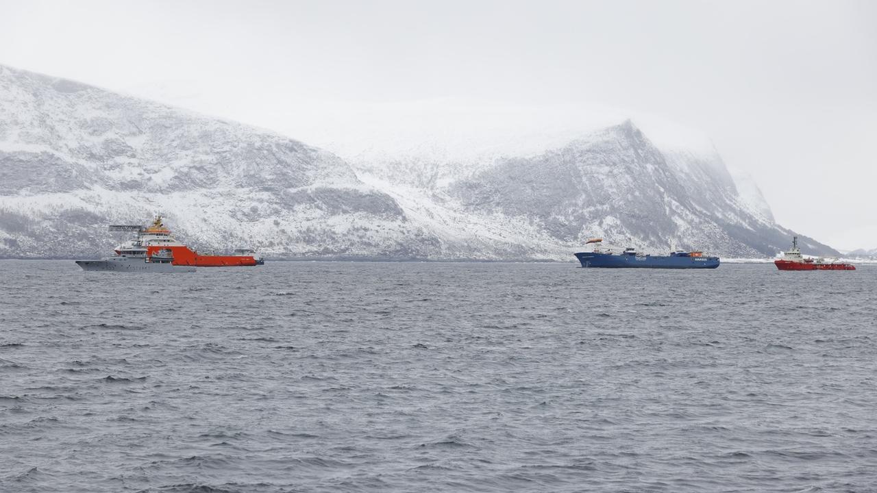 Le cargo à la dérive au large de la Norvège a pu être pris en remorque. [Keystone - Svein Ove Ekornesvag]