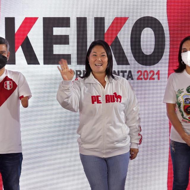 Keiko Fujimori est en tête de la présidentielle au Pérou, selon des résultats partiels. [AFP - Luka Gonzales]