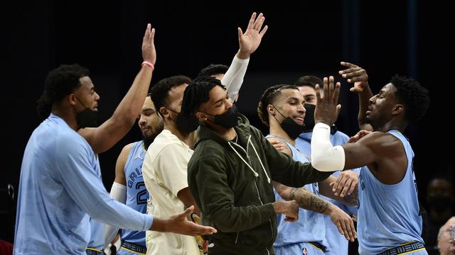 La joie des joueurs des Grizzlies après le match. [Brandon Dill]