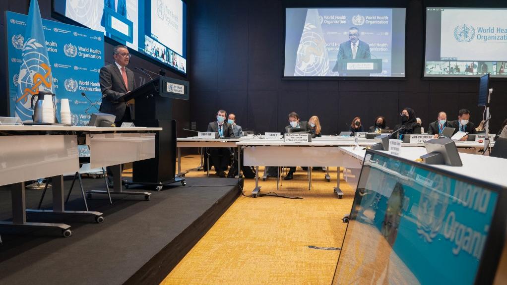 Tedros Adhanom Ghebreyesus lors de la session spéciale de l'OMS à Genève, 29.11.2021. [OMS/AFP - Christopher Black]