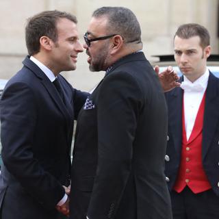 Les "amis" français et marocain Emmanuel Macron et Mohammed VI à Paris, en avril 2018. [AFP - Ludovic Marin]