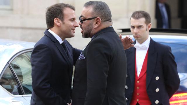 Les "amis" français et marocain Emmanuel Macron et Mohammed VI à Paris, en avril 2018. [AFP - Ludovic Marin]