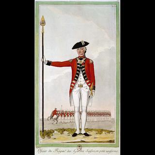 Illustration du 18e siècle représentant un officier du régiment des gardes suisses. [AFP - Collection Roger-Viollet]