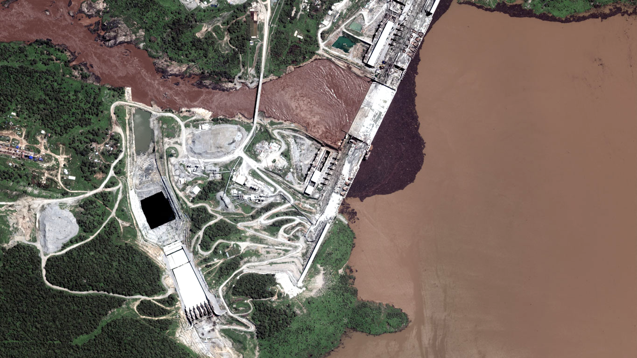 Image satellite du Grand Barrage de la Renaissance, prise en 2020. [AFP - Maxar Technologies]