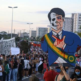 Une manifestation anti-Bolsonaro à Vitoria, au Brésil, le 29 mai 2021. [Gilson Borba/NurPhoto via AFP - Ibrahim Ezzat]