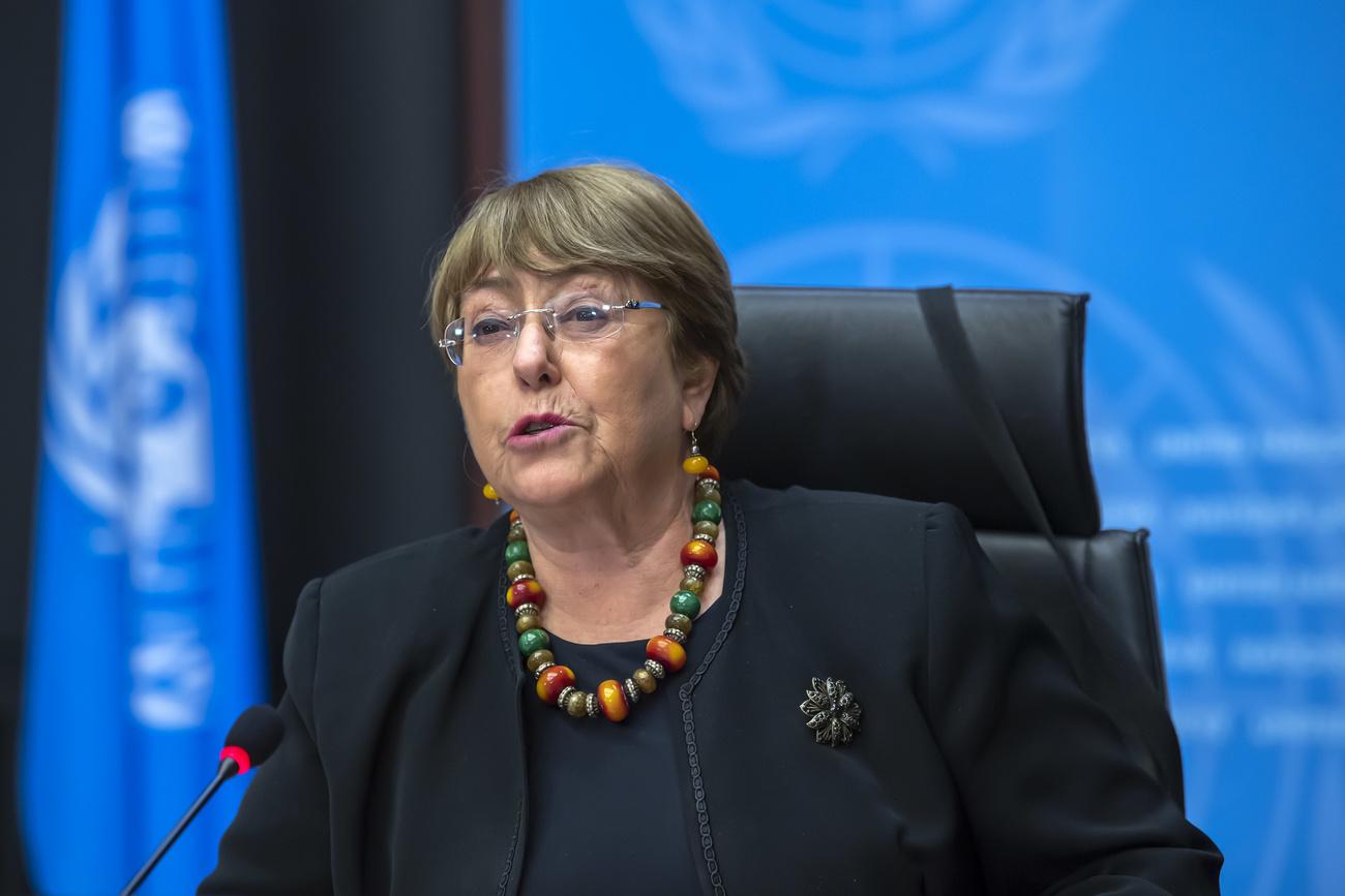 La Haute commissaire de l'ONU aux droits de l'homme Michelle Bachelet. [Keystone - Martial Trezzini]