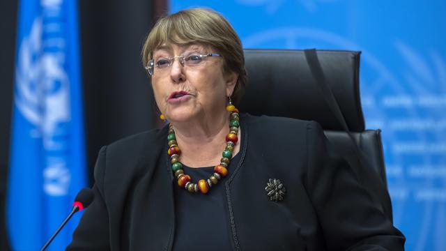 La Haute commissaire de l'ONU aux droits de l'homme Michelle Bachelet. [Keystone - Martial Trezzini]