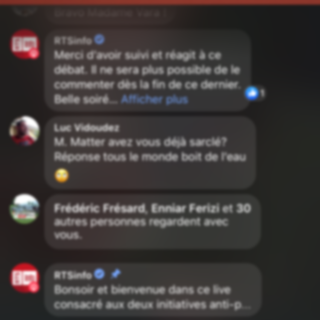 Réaction des internautes sur le live Facebook de Forum.