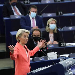 Lors de son discours à Bruxelles, Ursula von der Leyen a plaidé pour davantage d'autonomie pour l'Union européenne. [Reuters - Yves Herman]