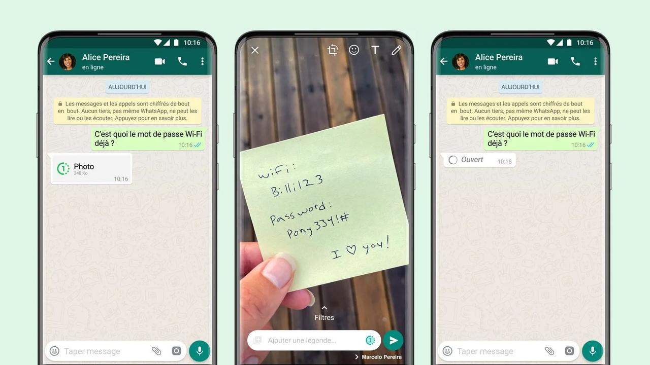 Whatsapp a lancé mercredi sa nouvelle fonction "View Once", qui permet de visionner une seule fois le média [Whatsapp]