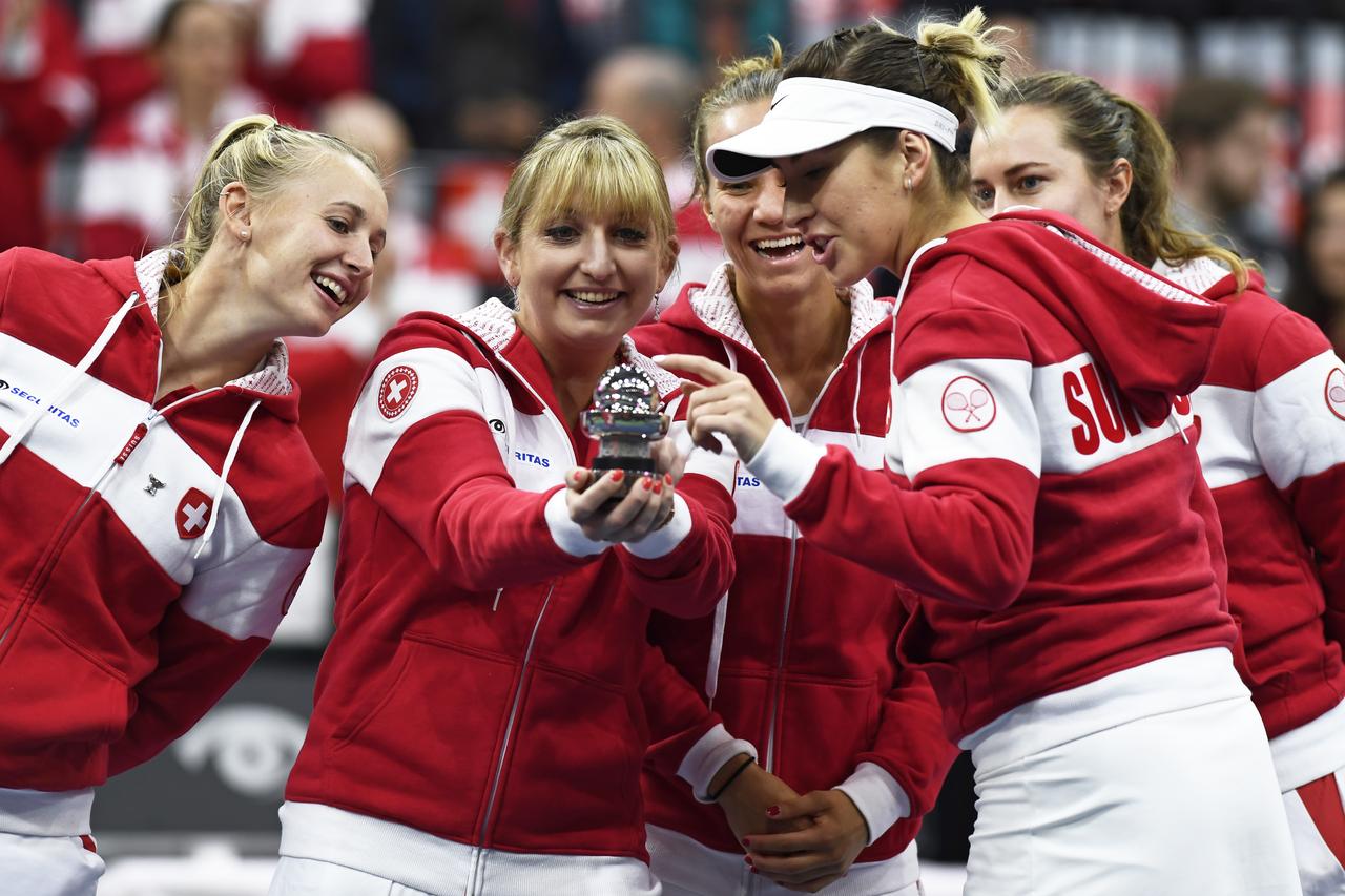 Timea Bacsinszky a reçu le "Commitment Award de la Fed Cup" en 2019 pour sa fidélité envers cette compétition. [Freshfocus - Urs Lindt]