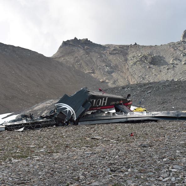 L'épave du Ju-52 au-dessus de Flims (GR). [Police cantonale des Grisons]