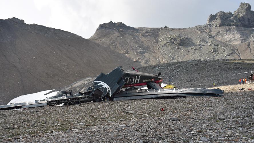 L'épave du Ju-52 au-dessus de Flims (GR). [Police cantonale des Grisons]