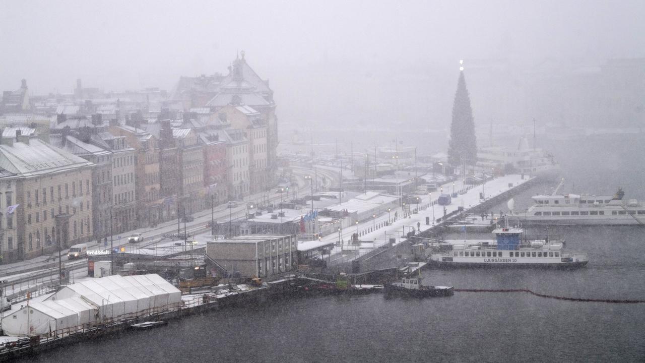 La ville de Stockholm sous la neige le 13 janvier 2021. [Keystone/EPA - Fredrik Sandberg]