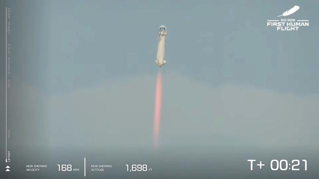 La fusée Blue Origin a emmené Jeff Bezos dans l'espace. [Keystone - EPA/BLUE ORIGIN]
