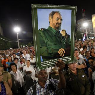 Une pancarte de Fidel Castro en 2016. [EPA/Keystone - Alejandro Ernesto]
