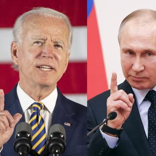 Joe Biden et Vladimir Poutine. [Jim Watson/Grigory Dukor/AFP]