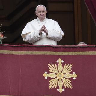 Le pape François lors de son message Urbi et Orbi le 25 décembre 2021. [Keystone - AP Photo/Gregorio Borgia]
