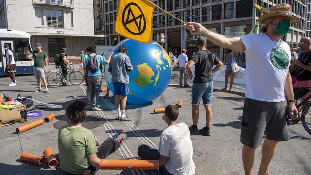 Les militants d'Extinction Rebellion vont se mobiliser à Zurich. [Keystone - Martial Trezzini]