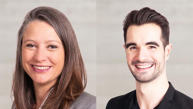 Les candidats des Vert'libéraux au Conseil d'Etat, Irene Bernhard et Loris Grandjean. [Keystone]