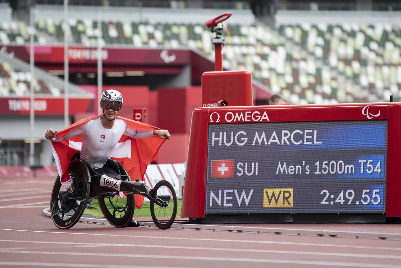 Marcel Hug a éclaboussé de toute sa classe le 1500m [KEYSTONE - Ennio Leanza]