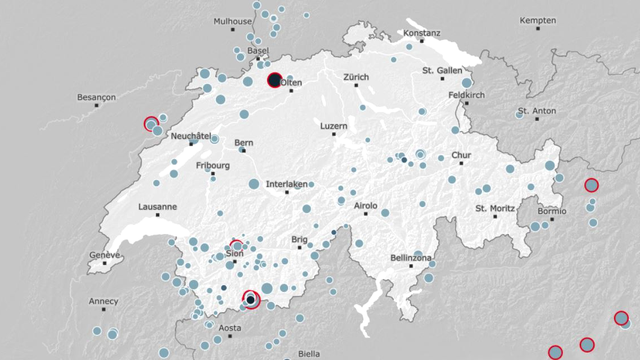 Le séisme s'est produit à 00h08 à une profondeur de 24,6 kilomètres. [Service Sismologique Suisse]