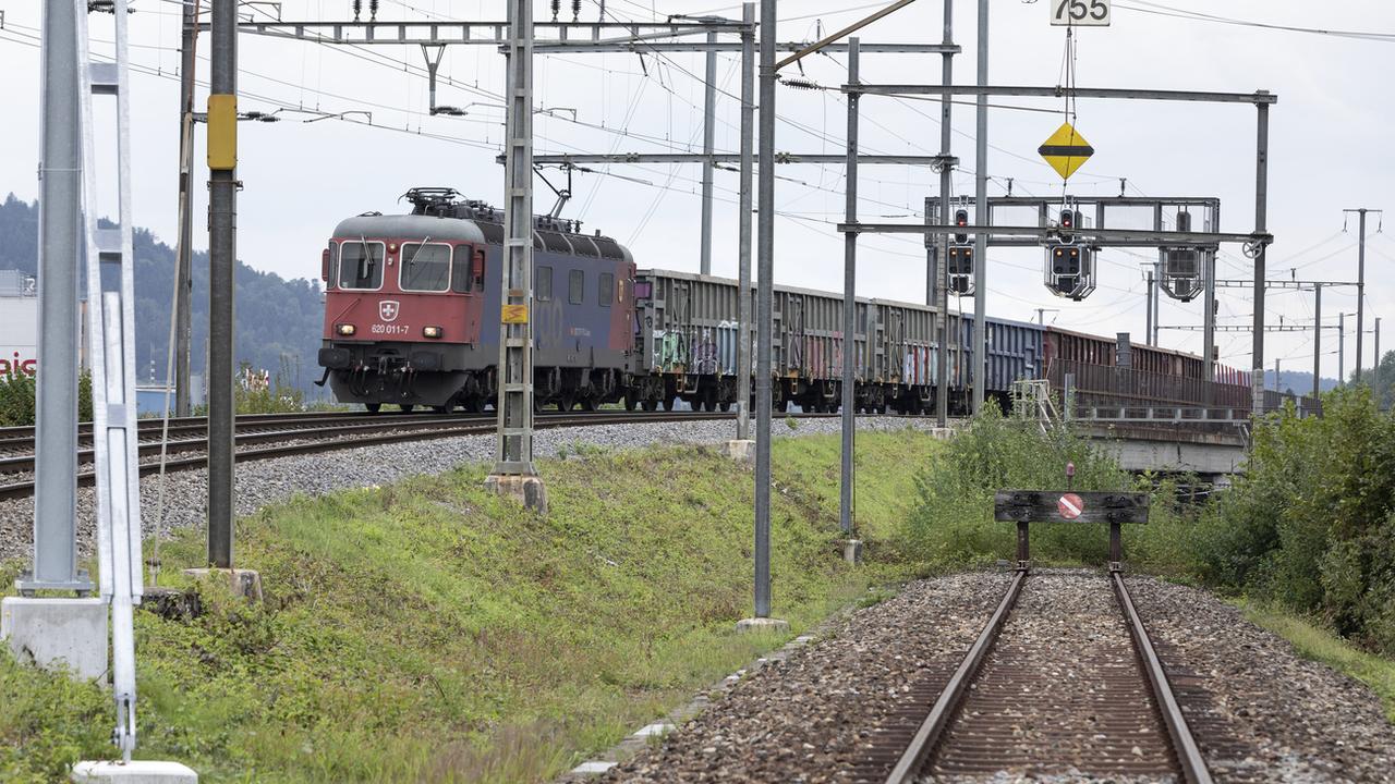 Un train de marchandises dans la région de Dietikon (ZH) en 2019. [Keystone - Gaetan Bally]