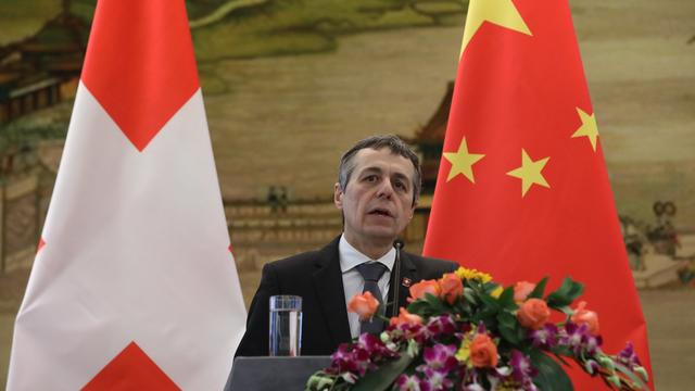 Ignazio Cassis en visite à Pékin en 2018. [KEYSTONE - Wu Hong]