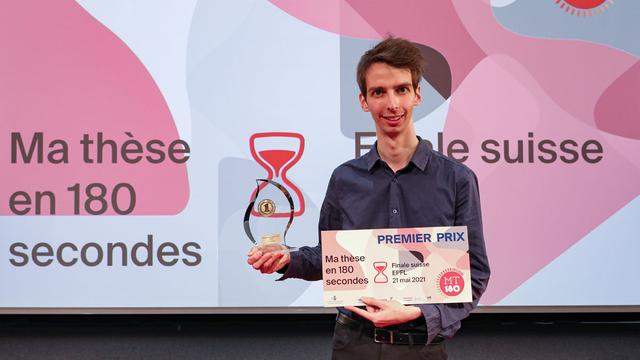 Yohann Thenaisie, lauréat suisse de MT180 2021.
Alain Herzog/MT180
EPFL [EPFL - Alain Herzog/MT180]