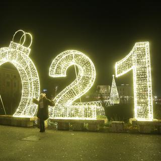 Des décorations de Nouvel An à Tirana en Albanie. [EPA/Keystone - Malton Dibra]