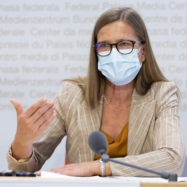 Virginie Masserey, cheffe de la section Contrôle de l'infection et programme de vaccination à l'Office fédéral de la santé publique. Berne, le 1er juin 2021. [Keystone - Peter Klaunzer]