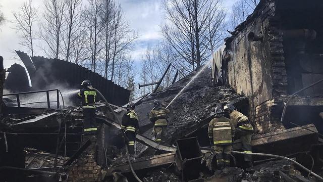 Incendie meurtrier dans une usine russe. [Keystone - EPA/Ministère des situations d'urgence]