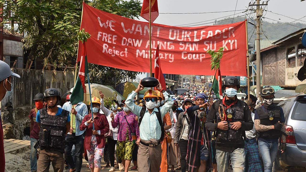 Marche de protestation à Hpakant, dans l'Etat birman de Kacin, 05.04.2021. [Kacinwaves/AFP]