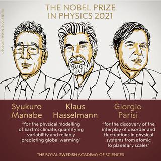 Le Prix Nobel de Physique 2021 est attribué à trois personnes travaillant sur le changement climatique. [The Royal Swedish Academy of Sciences - Niklas Elmehed]