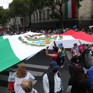 Une manifestation contre l'avortement devant la Cour suprême du Mexique le 23 septembre 2021. [EPA/Keystone - Sà¡shenka Gutiérrez]